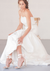 Strapless silk taffeta bespoke wedding dress