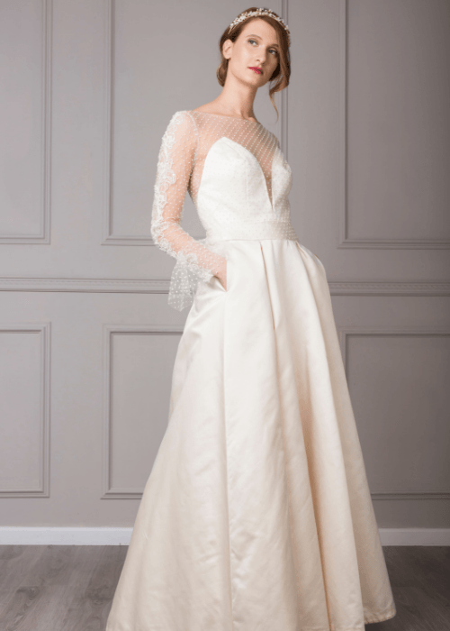 wedding dress maker, Modern wedding dress with sleeves and pockets