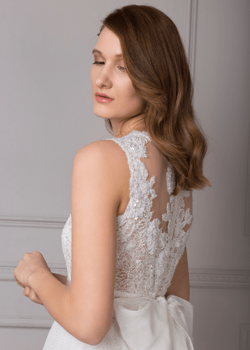illusion back lace wedding dress