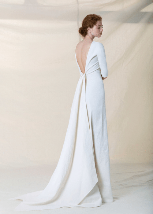 simple-elegant-low -back-long-sleeve-wedding-dress- elegant-wedding-dress-ideas-for-older-brides