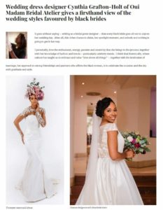 Couture Wedding Dress Designer, black beauty and hair magazine cover