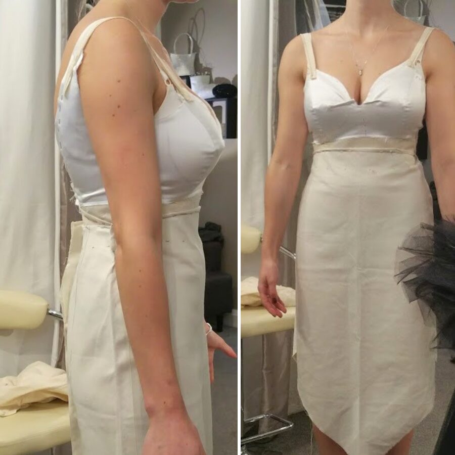 Reconstructing a vintage wedding dress into a modern bridal gown