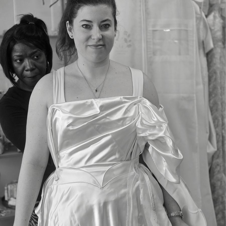 wedding dress redesign toiling and draping process